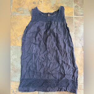 lungo l'arno linen dress lace trim sleeveless dusty blue size s lagenlook beach